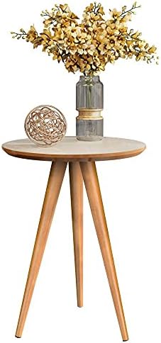 Mesa Apoio Redonda Classic Pés Palito Decorativa (OffWhite-Freijo...