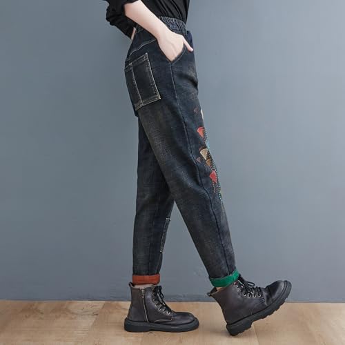 LAI MENG FIVE CATS Women's 2025 Baggy Jeans Harem Pants Drawstring Elastic Waist Barrel Denim2