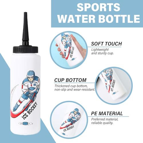 Botella de agua de hockey con pajita larga exprimir bidón deportivo 1l fútbol bicicleta 4