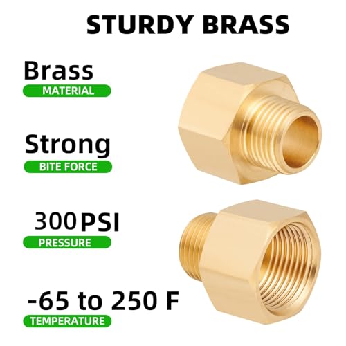 Brass Pipe Fitting,1/2 Inch NPT Male to 3/4 Inch NPT Female Brass Pipe Hose Tube Fitting 1/2'' Male NPT to 3/4'' Female NPT Reducer Adapter 5pcs (1/2 npt male x 3/4 npt female)