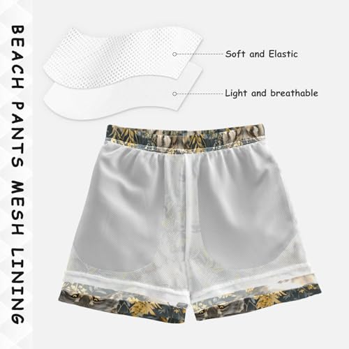 Wolf with Flower 1 Boys Swim Trunks Toddler Shorts Swimwear Boardshorts4