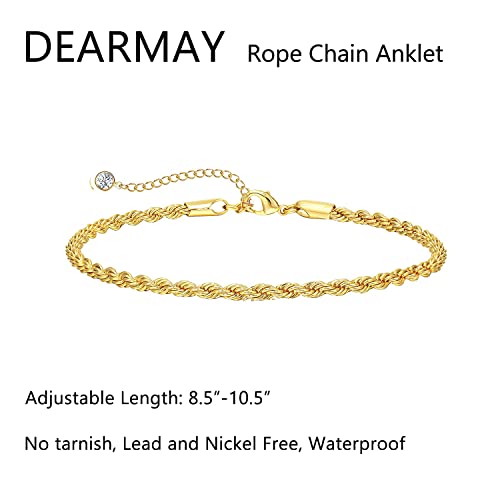 Image of DEARMAY Gold Anklets for Women Waterproof, Non Tarnish14K Gold Plated Ankle Bracelets Set Stack, Summer Beach Jewelry Gifts for Vacation, Bikini Outfits for Women Mom Her