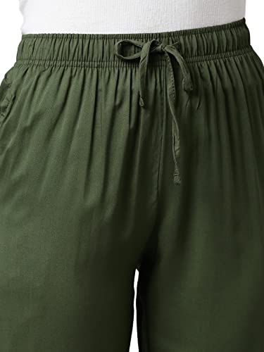 Image of GO COLORS Women Solid Mid Rise Relaxed Fit Viscose Casual Pants