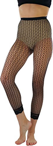 Image of ToBeInStyle Women's Single Floral Lace Fishnet Tights Footless & Stirrup Design