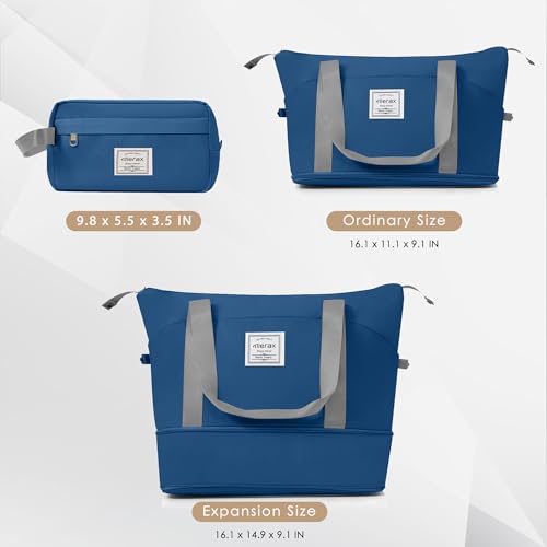 Image of Hardshell Luggage Sets, Lightweight Stripes Suitcases with Spinner Wheels, Blue 6pcs