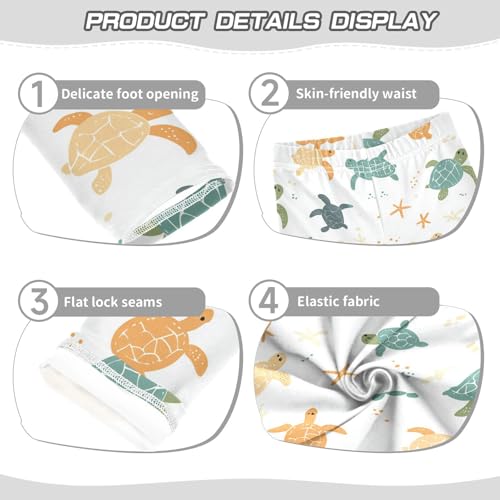 Cute Turtles Girls' Leggings Toddler Doodles Star Kids Yoga Pants Dance Active Tights 4T3