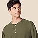 Amazon Essentials Long Sleeve Shirt for Men, Regular-Fit Henley, Available in Big & Tall, Olive Heather, Large