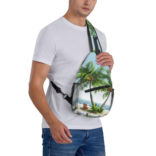 Mochila tipo bandolera Tropical Palm Tree negra miniatura 7