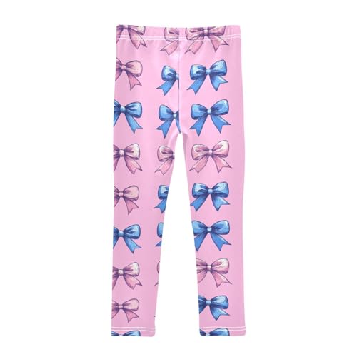 Girls Leggings Blue Pink Bow Print Soft Toddler Leggings for Girls Kids Pants Size 4T-10T2