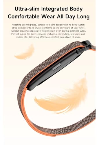 Image of Smart Fit Band Fitness Health Activity Tracker HRV Analysis, Sleep and Stress Monitor, Subscription Free Screenless Smart Bracelet (Orange)