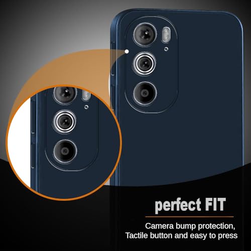 Image of Back Cover for Motorola Edge 30 Pro 5G | Full Camera Protection | Premium Liquid Silicon Case | Flexible Bumper Case for Motorola Edge 30 Pro 5G (Dark Blue)