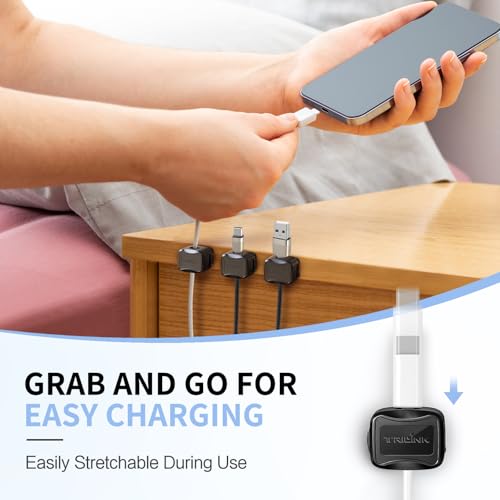 Set de 6 clips magnéticos para cables con 6 ventosas de silicona para organización de cables | Soporte y organizador magnético para cables para hogar, oficina, escritorio, teléfono, auto, pared y mesa de noche miniatura 3