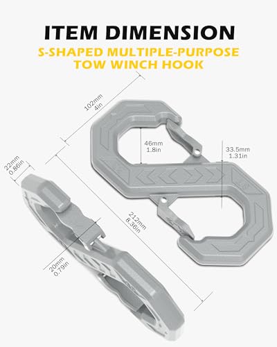 Image of 3 /8 inch Tow Hook, S-Shaped Winch Hook, 33,000lbs Breaking Strength, G80 Heavy Duty Forged Steel, Fast Connect Winch Shackle Towing Hook for Trucks, SUVs, ATVs, Trailers, Gray