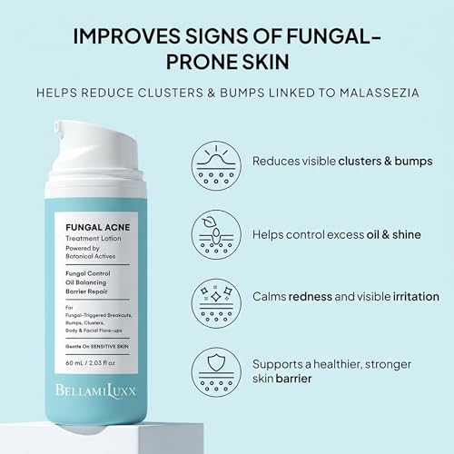 Image of BellamiLuxx Fungal Acne Treatment Lotion: Effective Face & Body Pimple Cream for Bumps, Clusters, Itch & Redness - Fungal Prone Skin Acne Treatment Moisturizer for Teens & Adults with Natural Actives