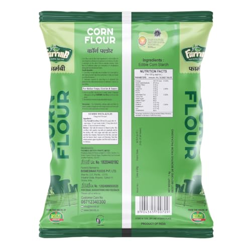 Image of FarrmB Corn Flour | 100% Pure & Natural | Ideal for Soups, Gravies & Baking (1kg)