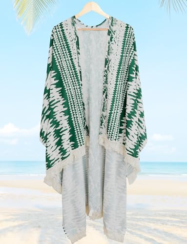 SEAUR Men's Lightweight Kimono Robe Casual Open Front Long Cardigan Summer Loose Half Sleeve Beach Shawl4