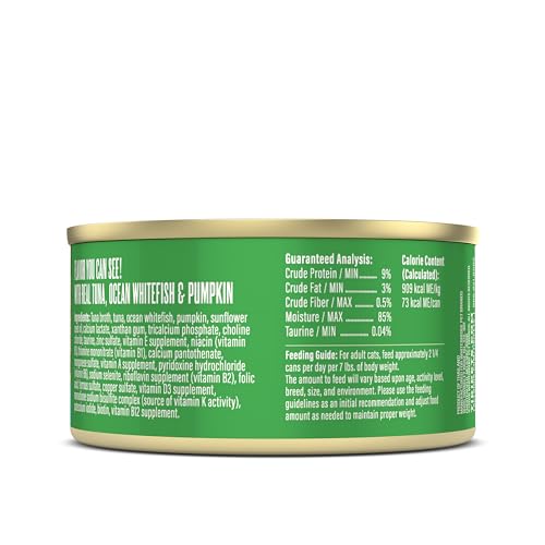 Image of Tiki Cat Friends Wet Cat Food, Tuna, Ocean Whitefish & Pumpkin, 2.8 oz. Can | For Adult Cats, Chunk Texture, Grain-free, High Moisture, Dolphin-safe, Supports Digestion, 12 Cans