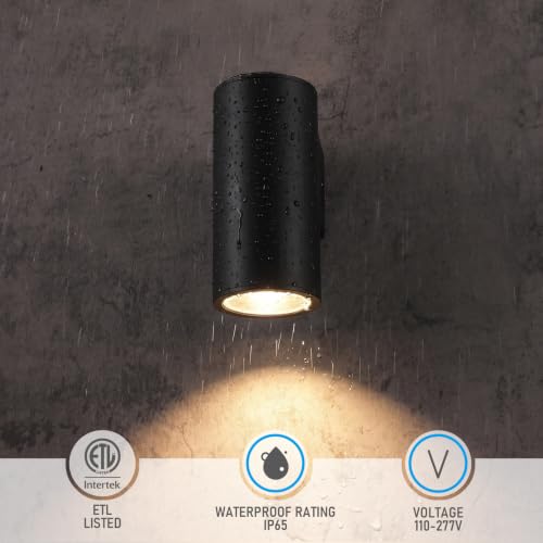 Image of LEONLITE 2-Pack 9 Inch 5CCT Integrated Cylinder LED Down Light Outdoor