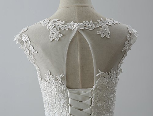 Women's Elegant Sheer Vintage Short Lace Wedding Dress For Bride Us 10 Ivory #TOP4