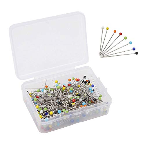 ForSewian 250 Pieces Sewing Pins, 1.5 Inch Straight Pins with Glass Ball Head for Fabric Sewing, Quilting and DIY Sewing Crafts