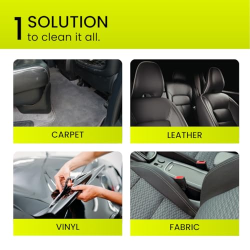 Image of GROOMMM Car Interior Cleaning Kit 250ml - Upholstery & Fabric Cleaner Spray with Cleaning Brush | for Car Seats, Roof Liner, Door Fabric & Seat Covers | Removes Tough Stains from Leather & Vinyl