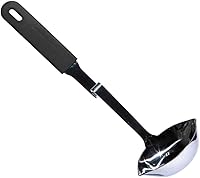 Vista 12 de Souper Cubes + Lori Greiner Cucharón de sopa sin desorden de acero inoxidable con mango de silicona - Cucharón de sopa de metal con diseño sin