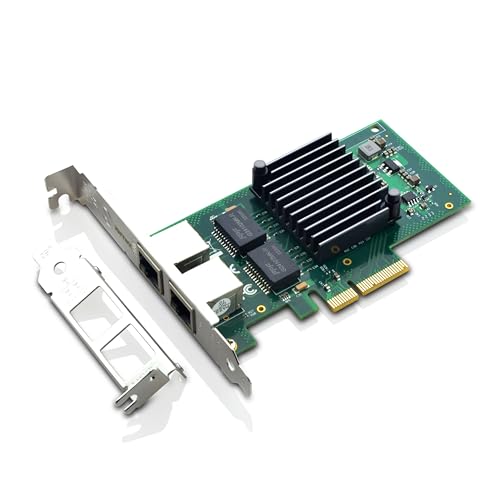 XWYWX 1Gb PCIe X4 NIC Converged Network Interface Card 2*RJ45 Ports for Intel I350AM2 10/100/1000Mbps PCI-E Ethernet LAN Network Adapter Compare to I350-T2 for Win/Linux/FreeBSD/VMware/Unix-X2R1143-11