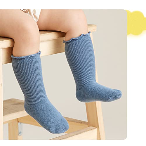image for WATOCHE Baby Long Socks Toddler Girl Ruffle Knee High Socks Solid Cott