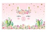 Funnytree 7x5FT Llama Birthday Party Backdrop Pink Alpaca Baby Shower Decoration Cactus Flower Photography Background Mexican Photobooth