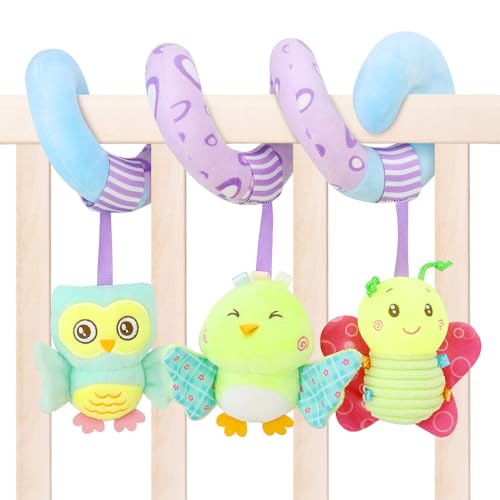 Image of Caterbee Car Seat Toys, Baby Activity Spiral Plush Stroller bar Toy Accessories, Hangings pram Toy, Crib Toys with Bell for boy or Girl (style03)