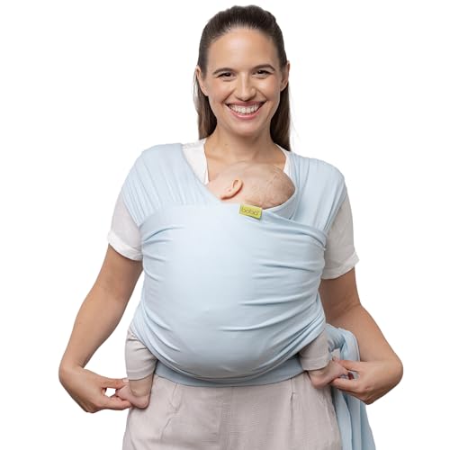 Image of Boba Baby Wrap Carrier - Original Baby Sling Carrier for Newborns (7-35 lbs), Soft, Secure, Hands-Free & Ergonomic, Ideal for Comfortable Bonding, New Parents (Serenity Light Blue)