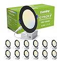 DAMINY 12 Pack 6 Inch Black LED Recessed Lighting with Junction Box,5CCT,Ultra-Thin Recessed Light,10W 1100LM, Dimmable Canless Wafer Ceiling Light, High Brightness