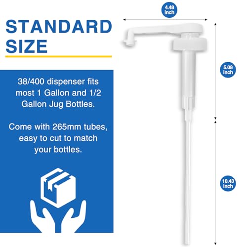 2 Pack Leak Proof Gallon Jug Pump Dispenser, 38-400 Pump for Gallon Jug - Lotion Gallon Shampoo Pump Top Replacement, 7.5cc Per Pump Fits 1 Gallon Bottle 64oz 128oz Shampoo Laundry Containers3