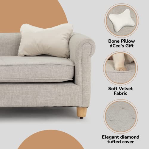 Dcee Medium Pet Sofa - Dog Sofa, Holds 70 Lbs, 33 In. Soft Velvety Pet Couch For Comfort Sleep And Joint Support, Light Gray #TOP3