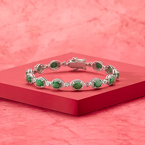Ross-Simons 9.10 ct. t.w. Emerald Bracelet With Diamonds in Sterling Silver4