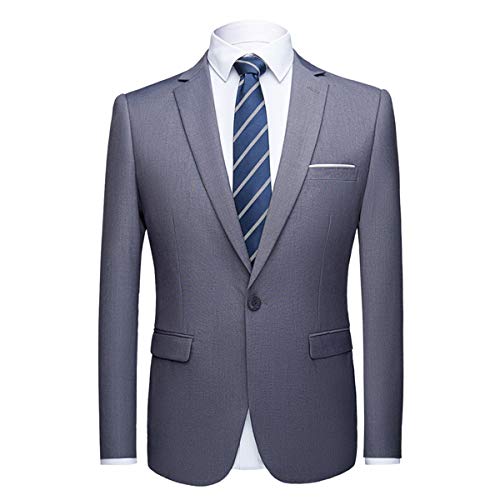 Allthemen Blzer Homme Veste de Costume Slim Fit Formal Mariage d'affaires Couleur Unie Gris L Cover