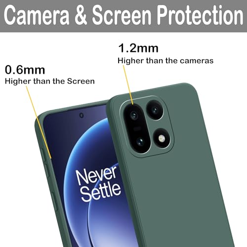 Image of amazon basics Back Cover for OnePlus 15 5G | Ultra Slim Soft Rubberised Case | Matte Silicone Flexible Mobile Case | Camera Protection - Green