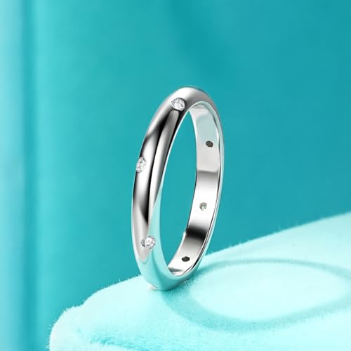 Moissanite Wedding Band Eternity Ring D Color VVS1 925 Sterling Silver Stackable Ring for Women Wife Anniversary Ring4