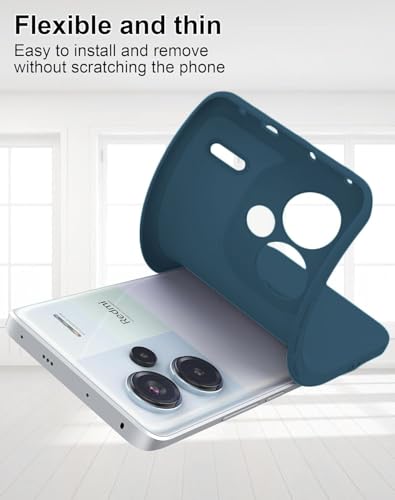 Image of DIZORO Compatible with Mi Redmi Note 13 Pro Plus 5G Back Cover with Upgraded Square Edges for Camera Protection Shockproof Flexible Matte Liquid Silicone Mobile Phone Case (Blue)