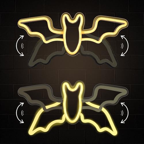 Halloween Neon Sign Halloween Flying Bat Neon Light Sign with Adjustable Speed for Wall Decor Bedroom Home Decor Bar halloween LED Decoration Light