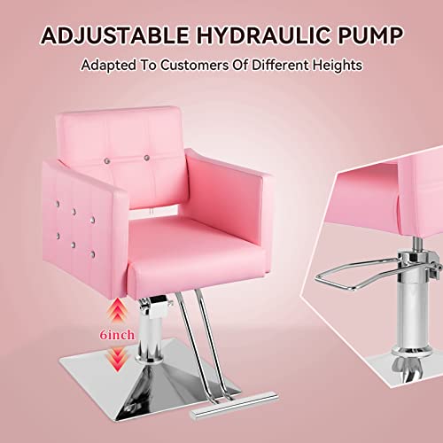 Dangvivi Pink Salon Chair Hydraulic Barber Chair For Barbershop,360 Degree Swivel, Beauty Spa Styling Hairdressing Equipment For Women #TOP4