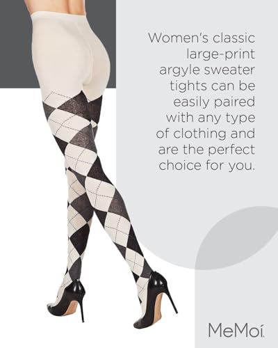 Image of MeMoi Argyle Cotton Sweater Tights for Women, Regular and Plus Size