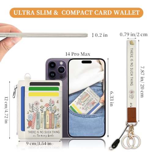 Image of Hancynir Book Bookish Slim Wallet Women Credit Card Holder, Wristlet RFID