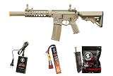 Lancer Tactical Gen 3 M4 Carbine SD Airsoft with Programmable Mosfet/ETU-Electric Full/Semi-Auto AEG Rifle (Lipo Battery & Charger Included) (TAN)