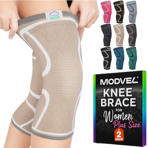 Image of Modvel 2 Pack Knee Brace for Women - Knee Support for Walking, Knee Compression Sleeves for Pain Relief, Knee Sleeves for Women, Knee Brace for Sports, Workouts & Arthritis