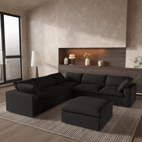 Cloud Couch Modular Sectional Sofa with Storage Ottomans,160.6" Down Filled