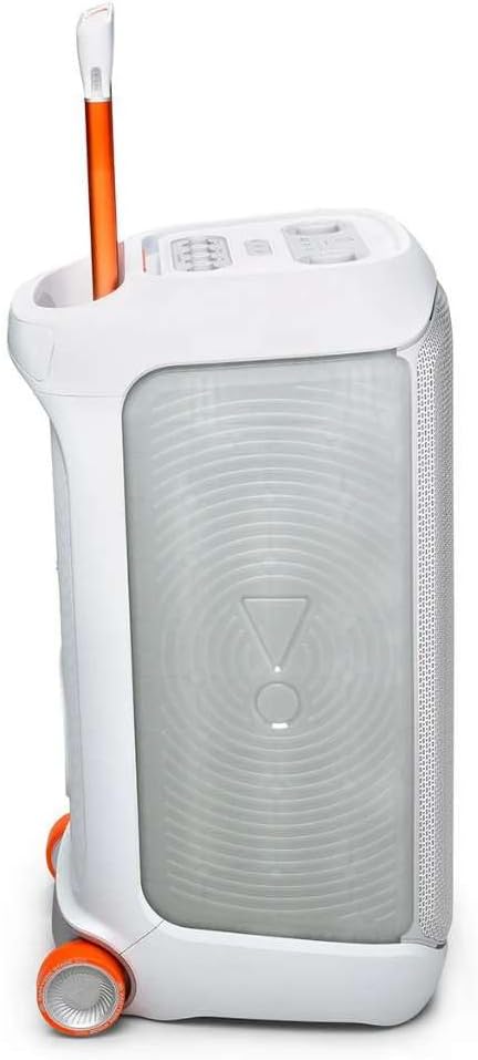 JBL PartyBox Stage 320 Portable Party Speaker Bundle with Wireless Microphone System (White)