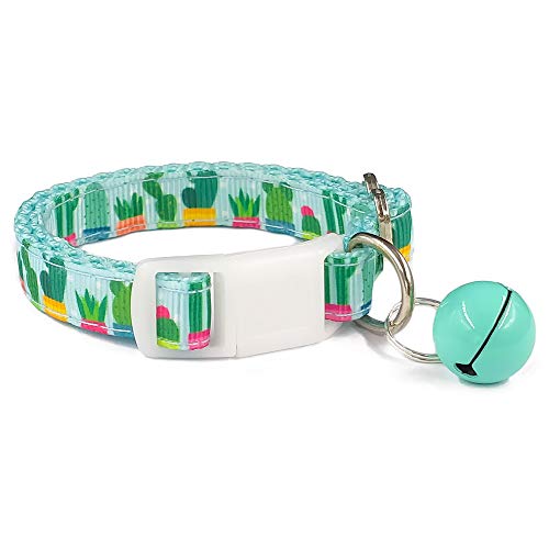 WAAAG Pet Supplies, (Cactus and Succulents) Cat Collar, Dog Collar, Small Dog Collar, Medium Dog Collar, Large Dog Collar (Blue Cactus Collar, XXS)