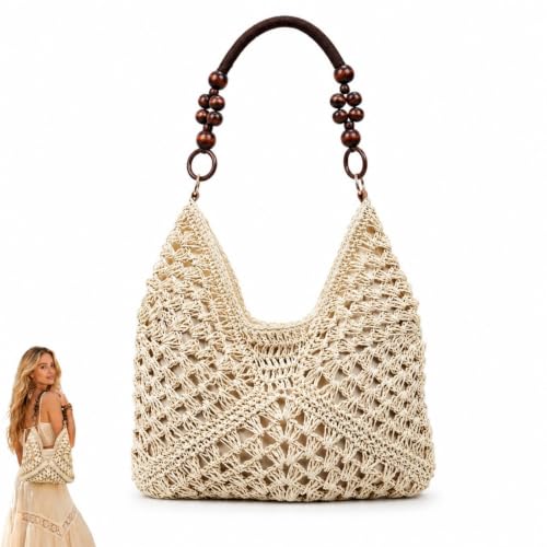 Womens Summer Straw Woven Beach Bag Large Bohemian，C
