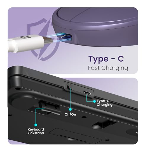 Image of Portronics Key11 Combo Rechargeable Wireless Keyboard and Mouse Set, Bluetooth 5.3&2.4GHz Wireless,Type-C Fast Charging,Gradient Keys, Noiseless Typing, High Precision Mouse, for PC&Laptop(Purple)